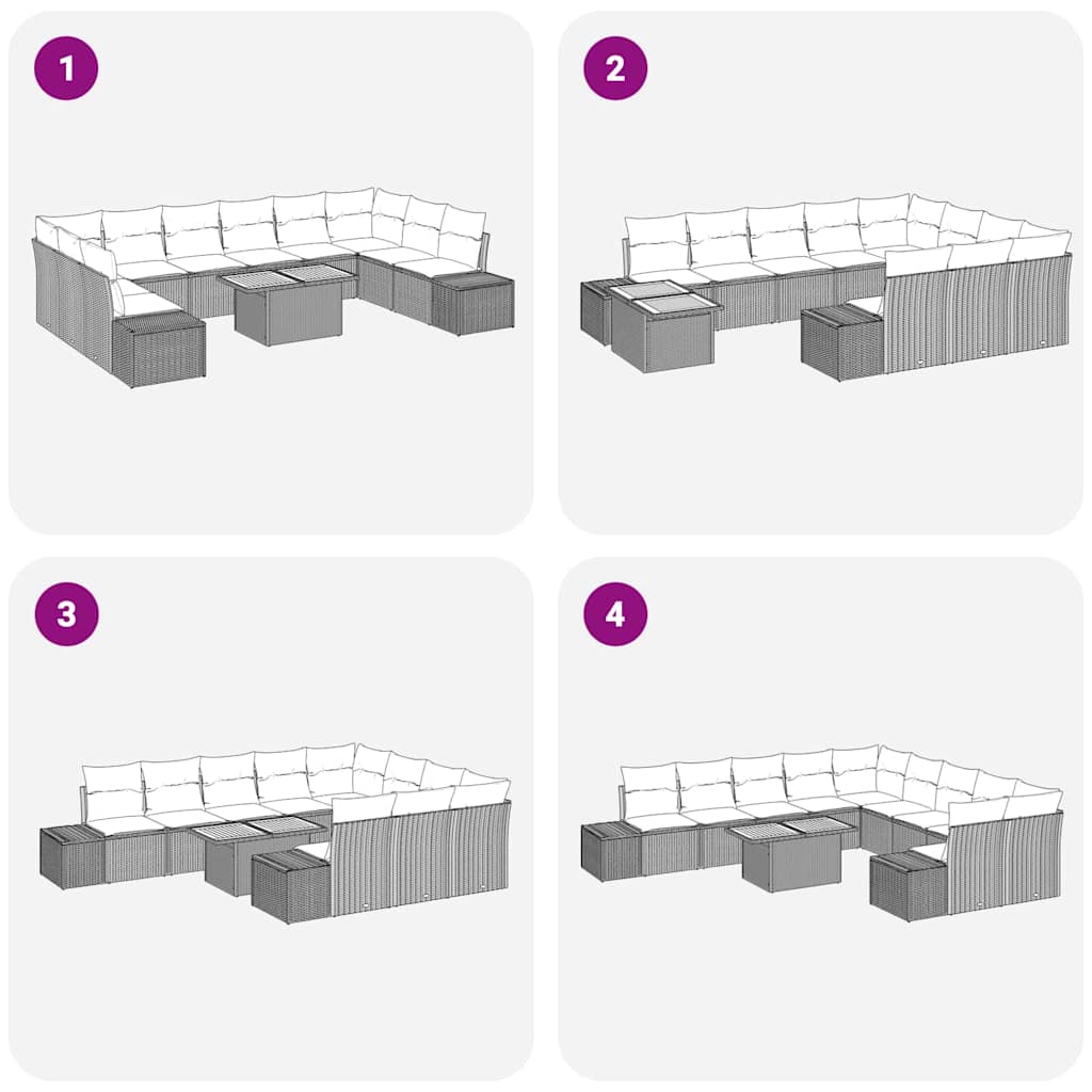 Set Divano da Giardino 11 pcs Grigio Poly Rattan - homemem39