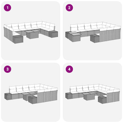 Set Divano da Giardino 11 pcs Grigio Poly Rattan - homemem39