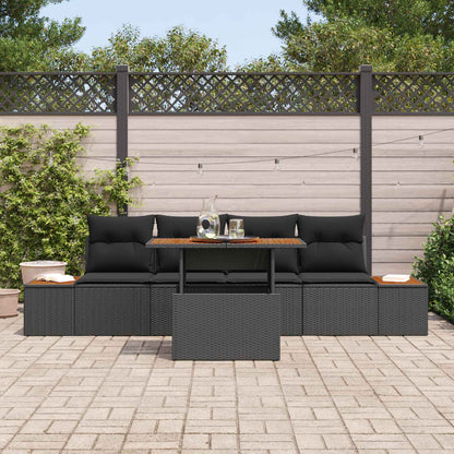 Set Divano da Giardino con archiviazione 5 pcs Nero Poly Rattan