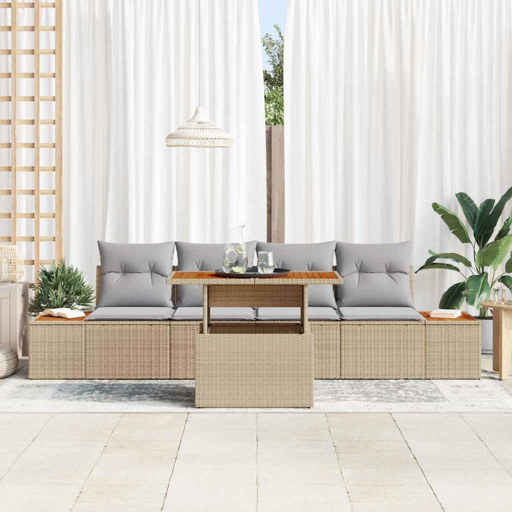 Set Divano da Giardino 5 pcs Beige Poly Rattan - homemem39