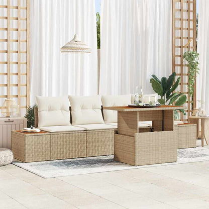 Set Divano da Giardino 5 pcs Beige Poly Rattan - homemem39