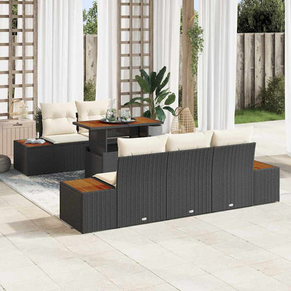 Set Divano da Giardino con archiviazione 6 pcs Nero Poly Rattan - homemem39