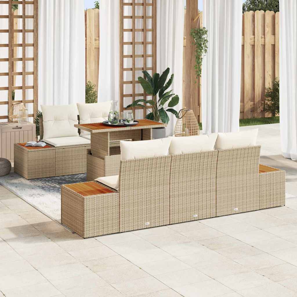 Set Divano da Giardino 6 pcs Beige Poly Rattan - homemem39