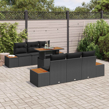 Set Divano da Giardino con archiviazione 7 pcs Nero Poly Rattan | homemem39