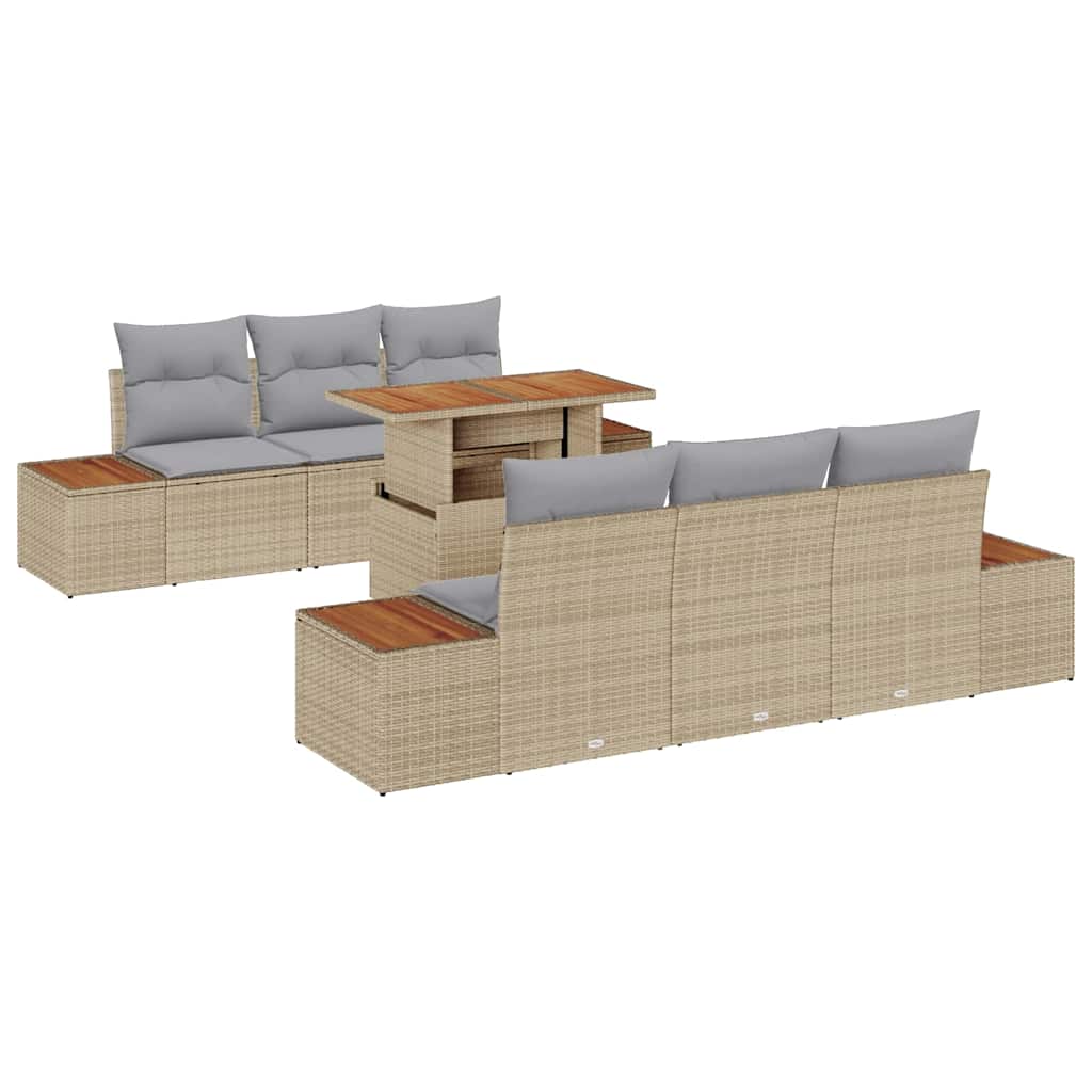 Set Divano da Giardino 7 pcs Beige Poly Rattan - homemem39