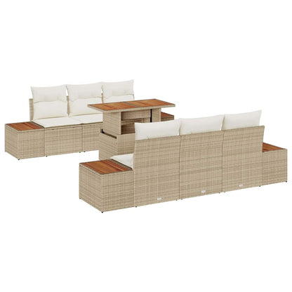 Set Divano da Giardino 7 pcs Beige Poly Rattan - homemem39