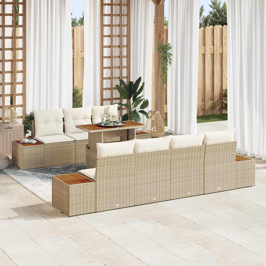 Set Divano da Giardino 8 pcs Beige Poly Rattan - homemem39