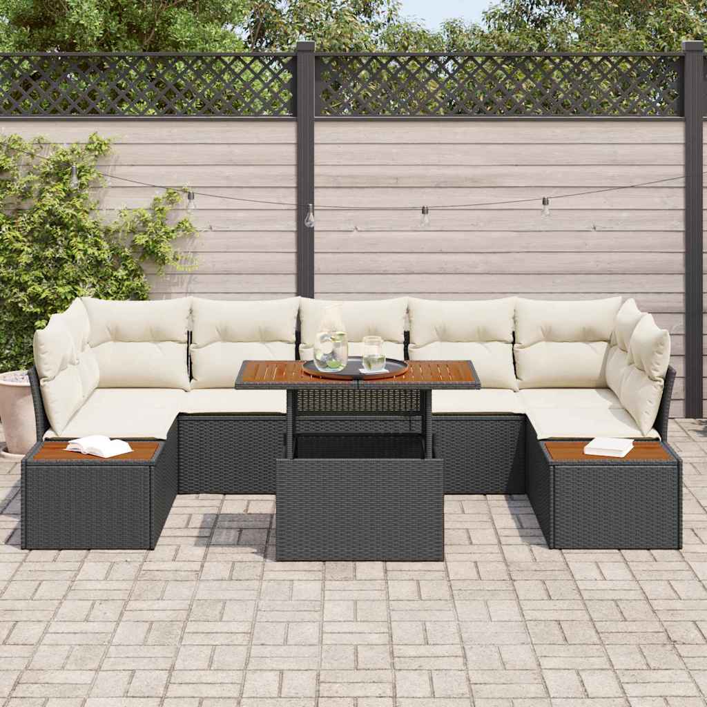 Set Divano da Giardino con archiviazione 8 pcs Nero Poly Rattan - homemem39