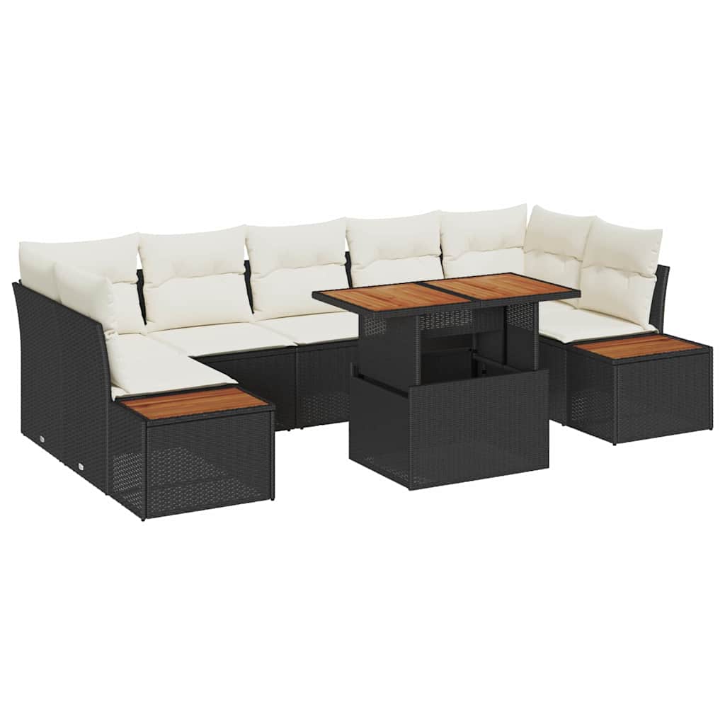Set Divano da Giardino con archiviazione 8 pcs Nero Poly Rattan - homemem39