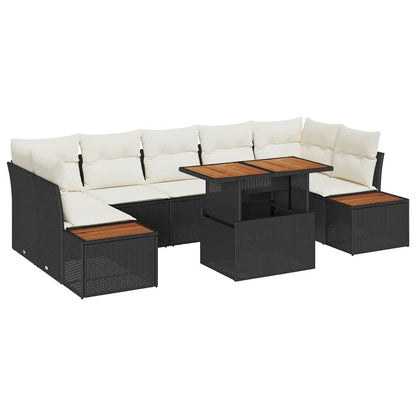 Set Divano da Giardino con archiviazione 8 pcs Nero Poly Rattan - homemem39