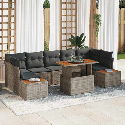 Set Divano da Giardino 8 pcs Grigio Poly Rattan - homemem39