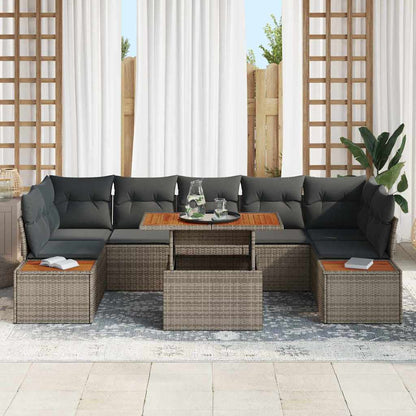 Set Divano da Giardino 8 pcs Grigio Poly Rattan - homemem39