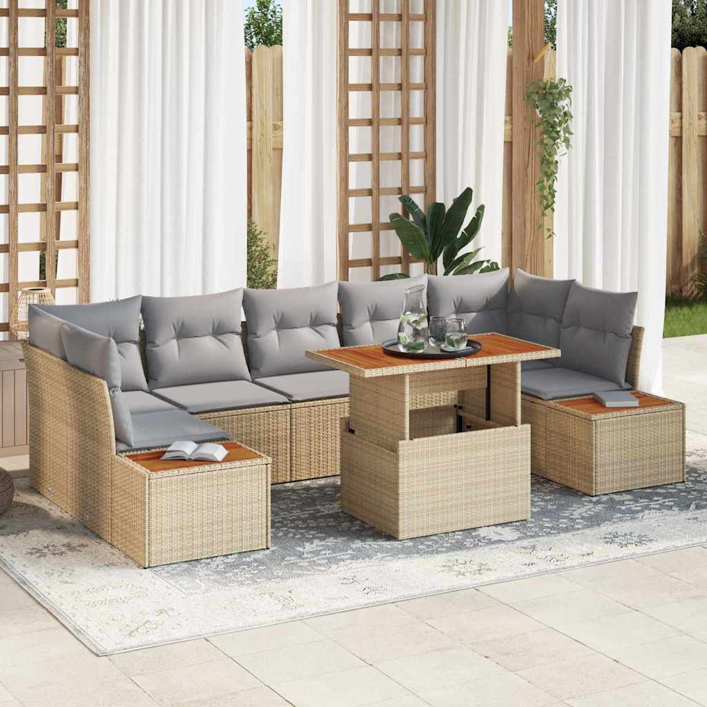 Set Divano da Giardino 8 pcs Beige Poly Rattan - homemem39
