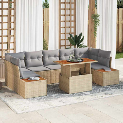 Set Divano da Giardino 8 pcs Beige Poly Rattan - homemem39