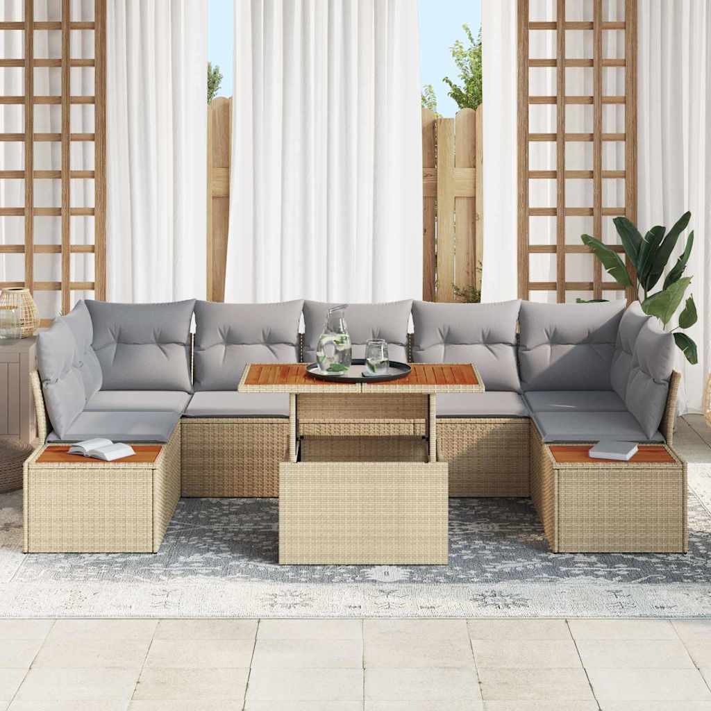 Set Divano da Giardino 8 pcs Beige Poly Rattan - homemem39