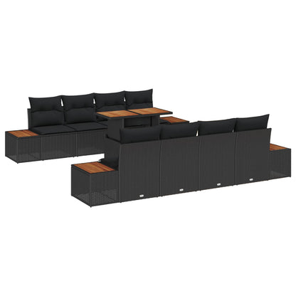 Set Divano da Giardino con archiviazione 9 pcs Nero Poly Rattan | homemem39