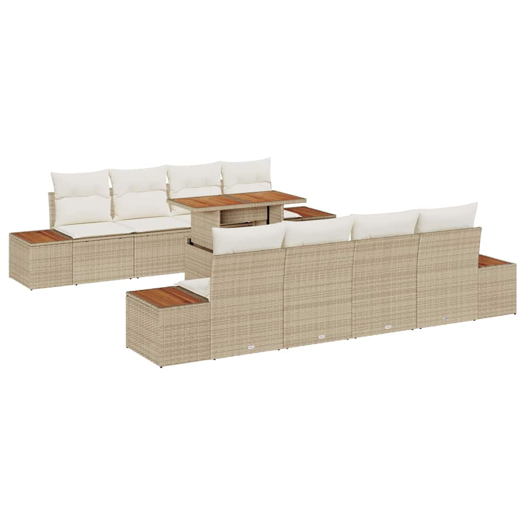 Set Divano da Giardino 9 pcs Beige Poly Rattan - homemem39