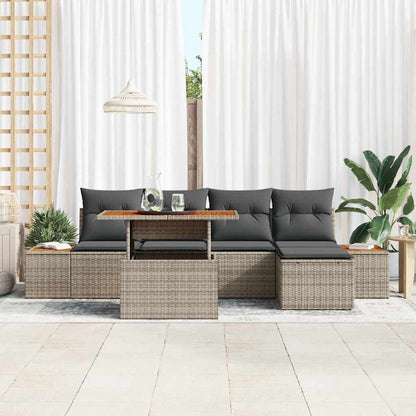 Set Divano da Giardino 6 pcs Grigio Poly Rattan - homemem39