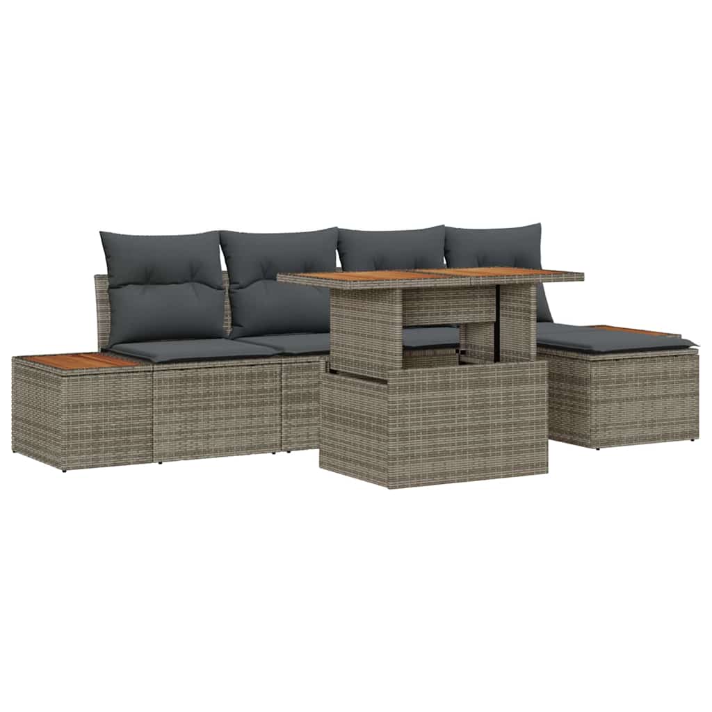Set Divano da Giardino 6 pcs Grigio Poly Rattan - homemem39
