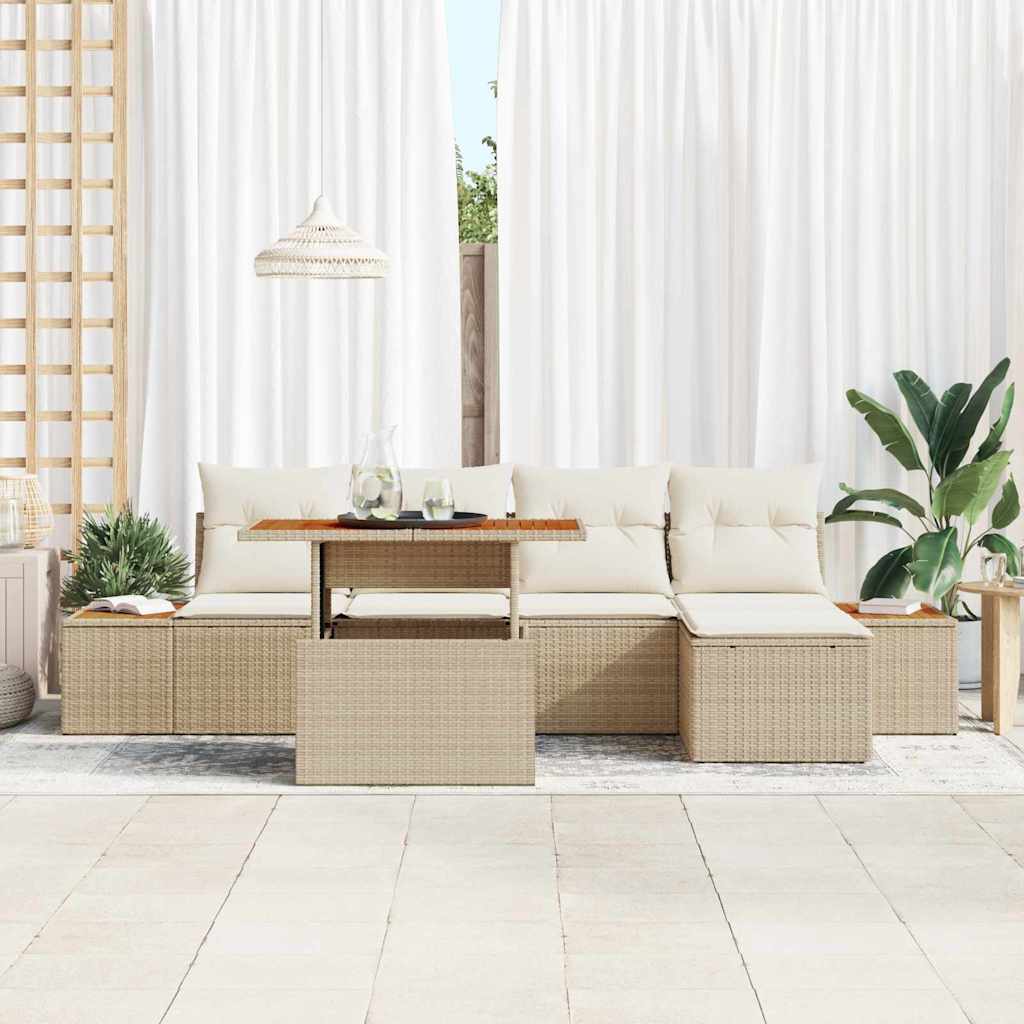 Set Divano da Giardino 6 pcs Beige Poly Rattan - homemem39