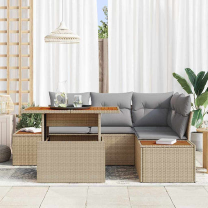 Set Divano da Giardino 5 pcs Beige Poly Rattan | homemem39