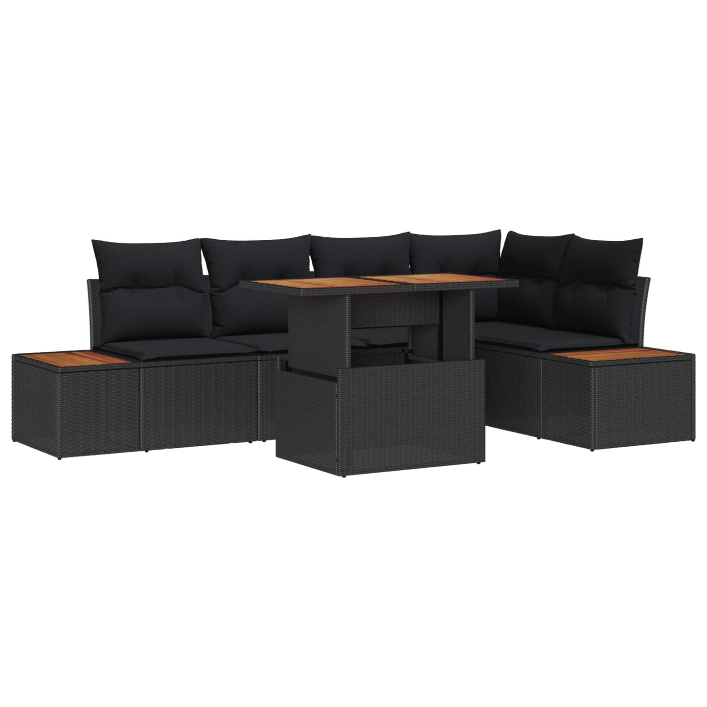 Set Divano da Giardino con archiviazione 6 pcs Nero Poly Rattan | homemem39