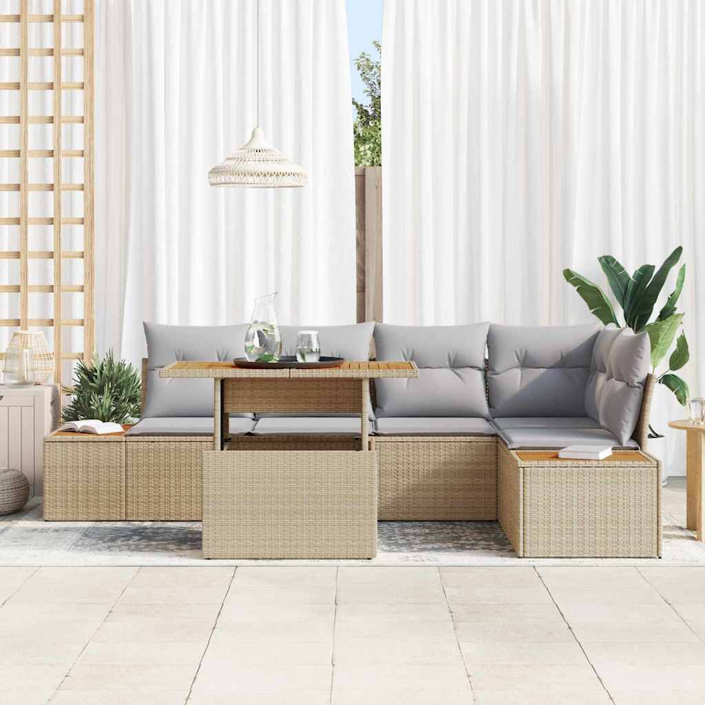 Set Divano da Giardino 6 pcs Beige Poly Rattan - homemem39