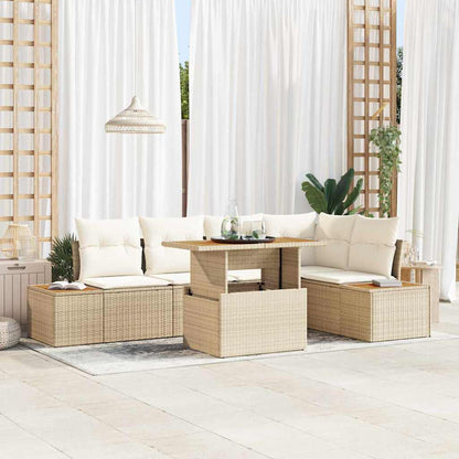Set Divano da Giardino 6 pcs Beige Poly Rattan - homemem39