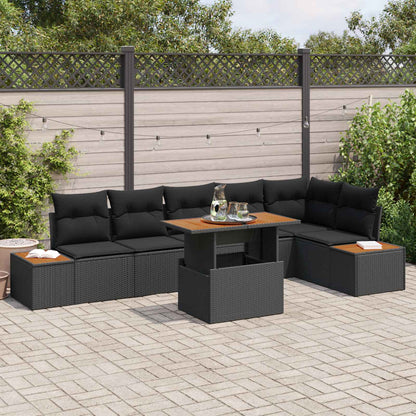 Set Divano da Giardino con archiviazione 7 pcs Nero Poly Rattan | homemem39