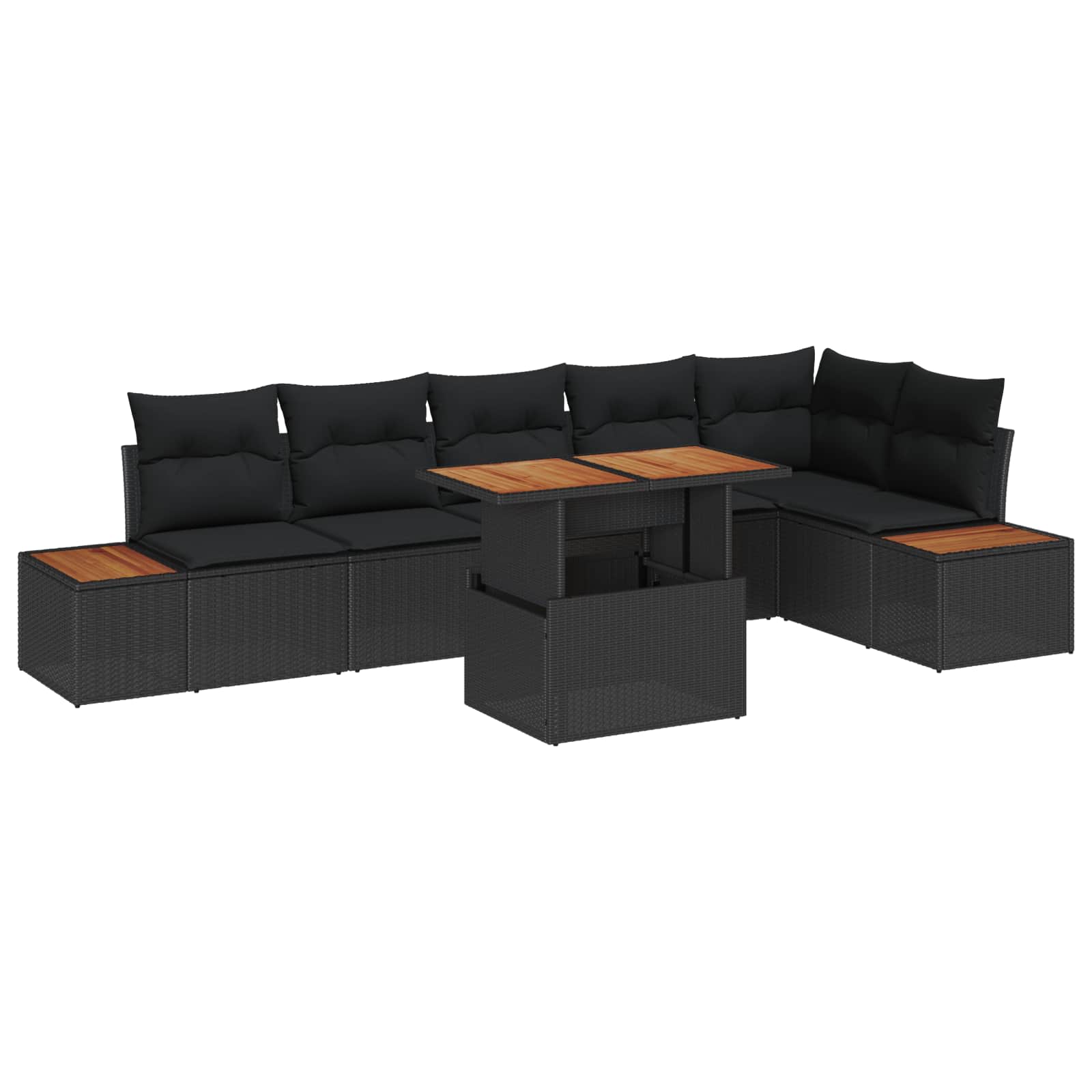 Set Divano da Giardino con archiviazione 7 pcs Nero Poly Rattan | homemem39