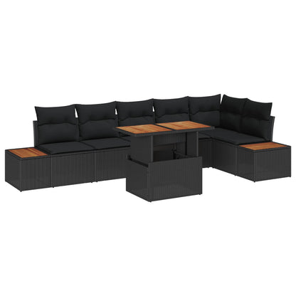 Set Divano da Giardino con archiviazione 7 pcs Nero Poly Rattan | homemem39