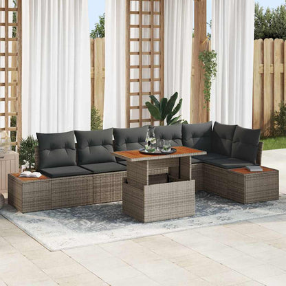 Set Divano da Giardino 7 pcs Grigio Poly Rattan - homemem39