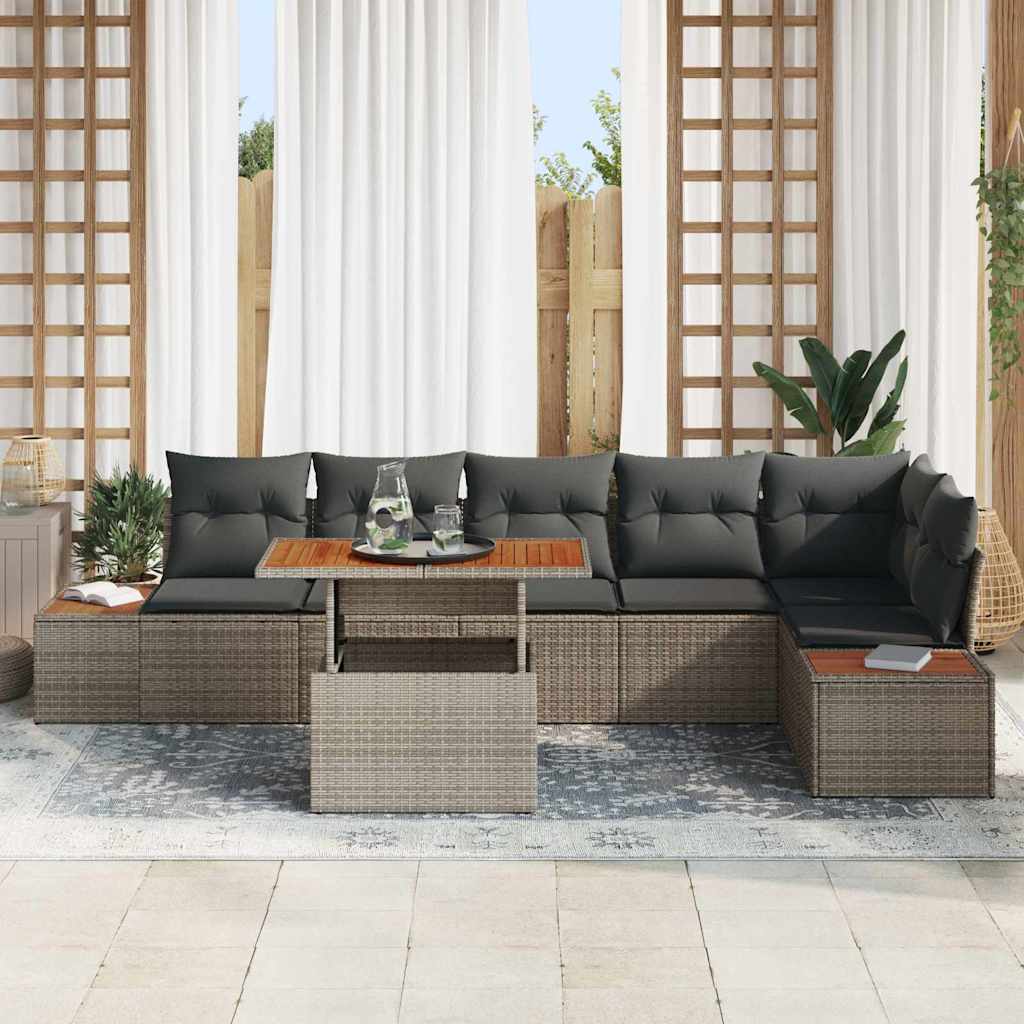 Set Divano da Giardino 7 pcs Grigio Poly Rattan - homemem39