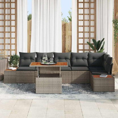 Set Divano da Giardino 7 pcs Grigio Poly Rattan - homemem39