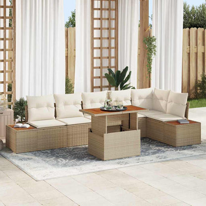Set Divano da Giardino 7 pcs Beige Poly Rattan - homemem39