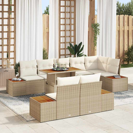 Set Divano da Giardino 9 pcs Beige Poly Rattan - homemem39