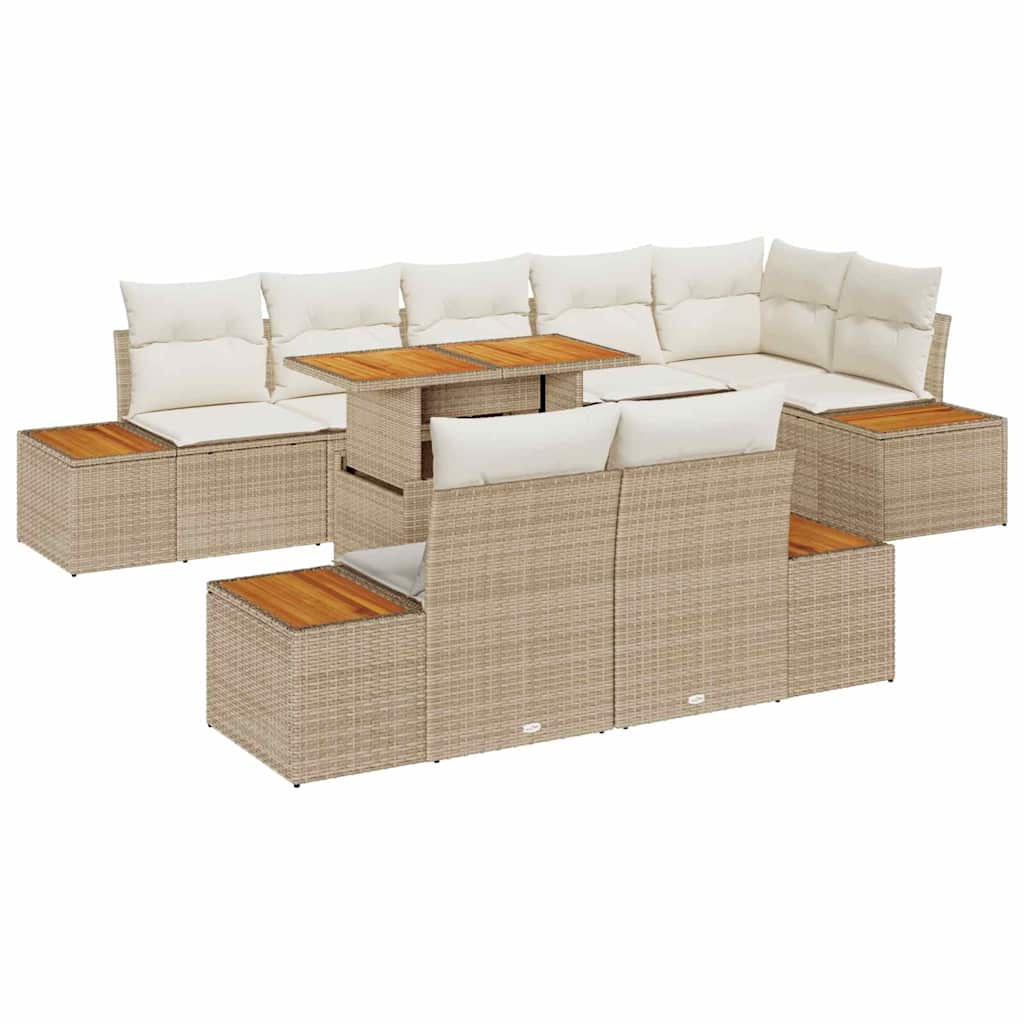 Set Divano da Giardino 9 pcs Beige Poly Rattan - homemem39