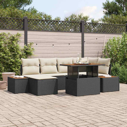 Set Divano da Giardino con archiviazione 7 pcs Nero Poly Rattan - homemem39