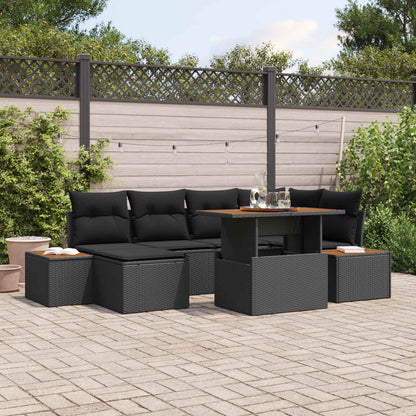 Set Divano da Giardino con archiviazione 7 pcs Nero Poly Rattan | homemem39