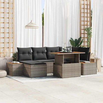 Set Divano da Giardino 7 pcs Grigio Poly Rattan - homemem39