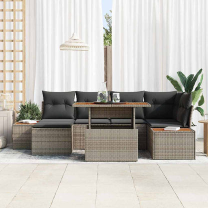 Set Divano da Giardino 7 pcs Grigio Poly Rattan - homemem39