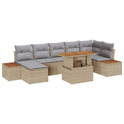 Set Divano da Giardino 8 pcs Beige Poly Rattan