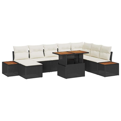 Set Divano da Giardino con archiviazione 9 pcs Nero Poly Rattan - homemem39