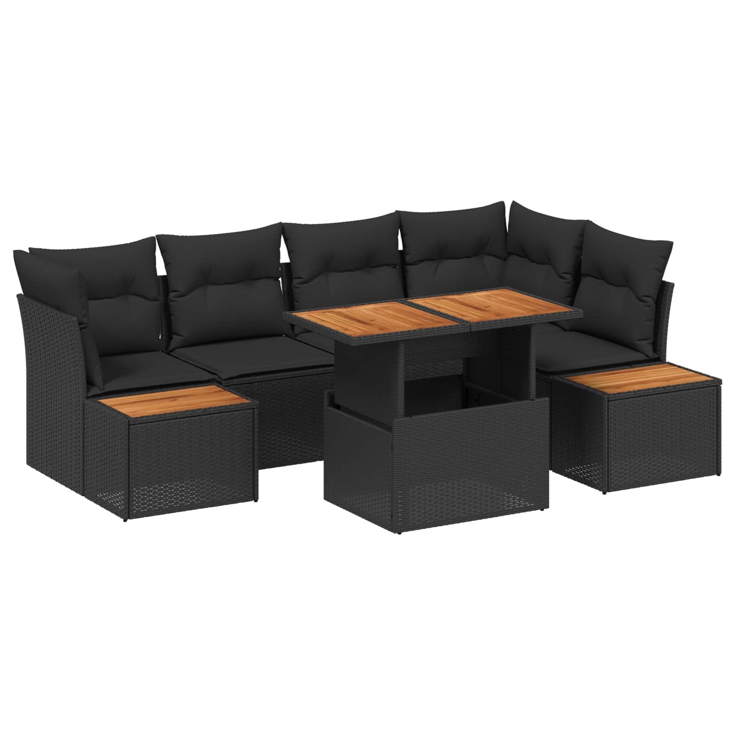 Set Divano da Giardino 10 pcs Nero Poly Rattan