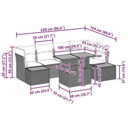 Set Divano da Giardino 10 pcs Nero Poly Rattan