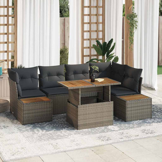 Set Divano da Giardino 10 pcs Grigio Poly Rattan
