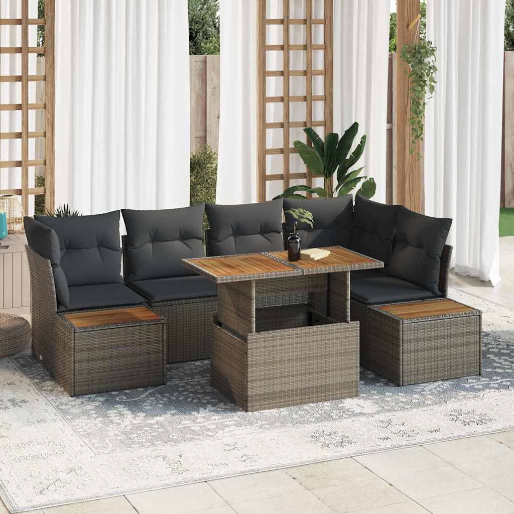Set Divano da Giardino 10 pcs Grigio Poly Rattan