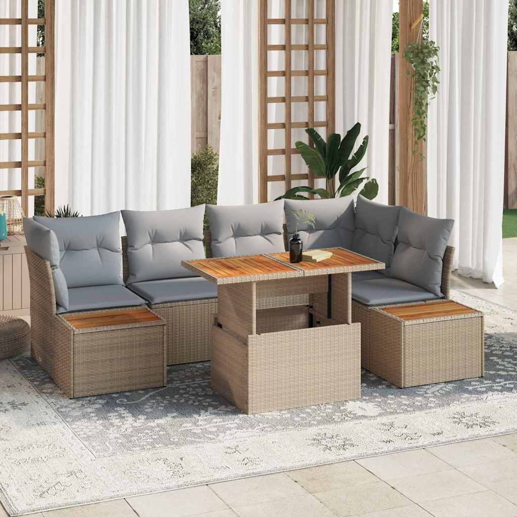 Set Divano da Giardino 10 pcs Beige Poly Rattan