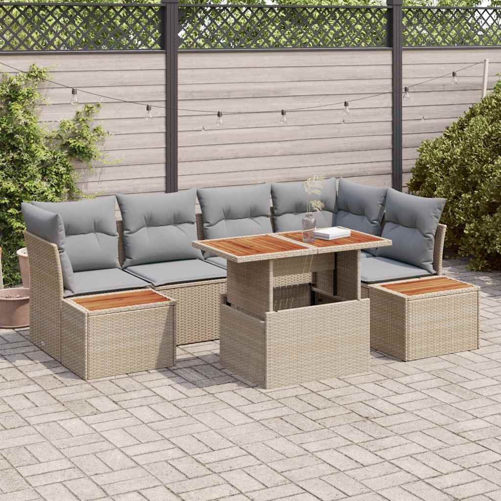 Set Divano da Giardino 10 pcs Beige Poly Rattan
