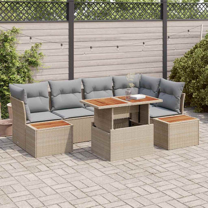 Set Divano da Giardino 10 pcs Beige Poly Rattan